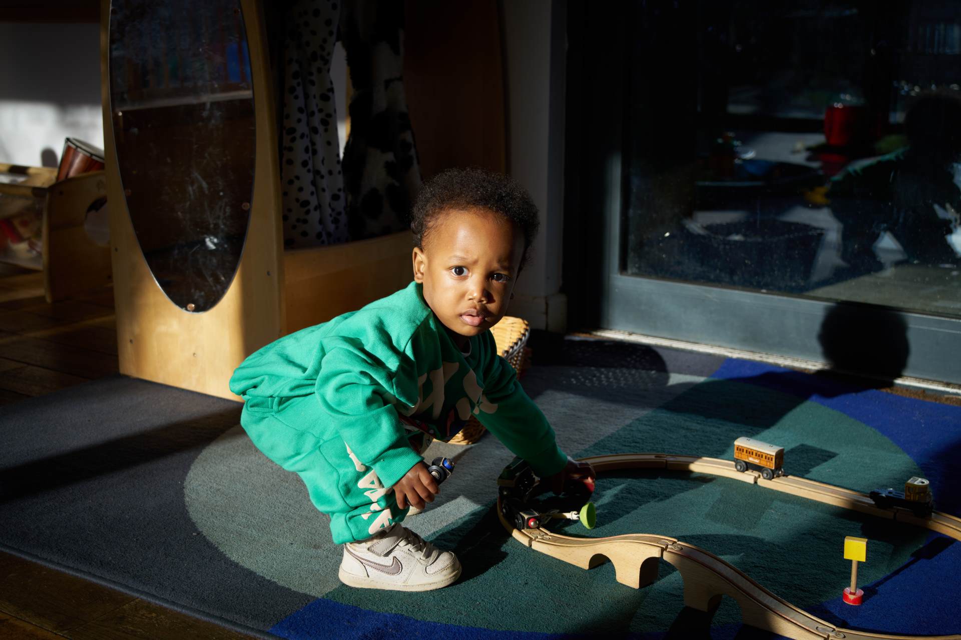 Baby with trains